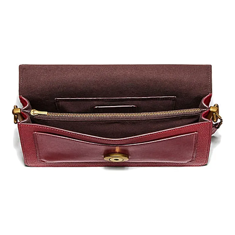 COACH Cow Leather Wine God Bag Shoulder Bag Crossbody Bag Medium Size Women's Burgundy-2