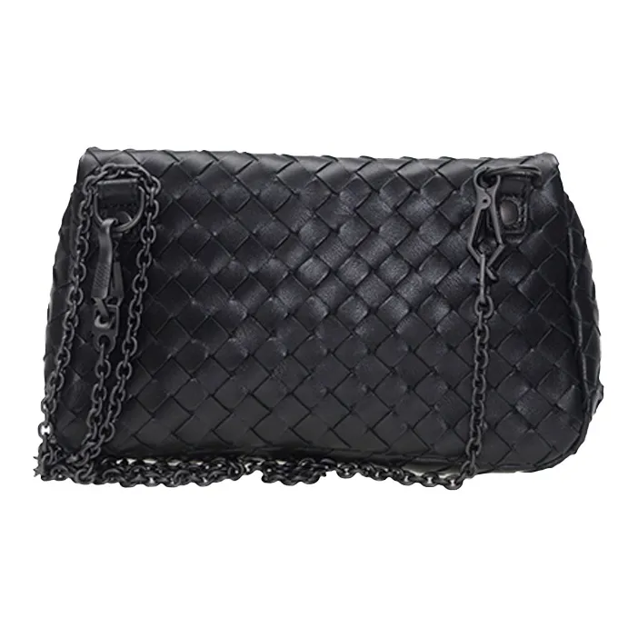 Bottega Veneta Sheepskin Messenger Bag Crossbody Bag Shoulder Bag Women's Black-2