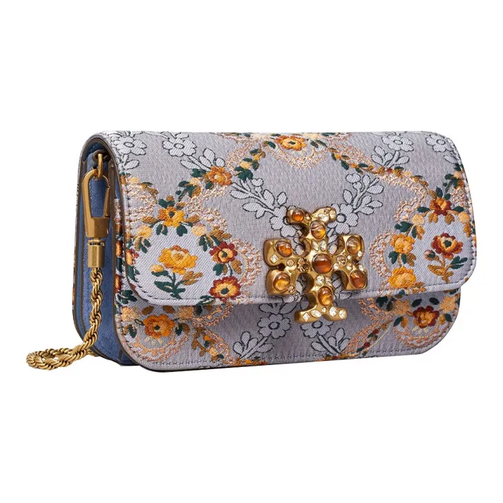 TORY BURCH Eleanor Suede Cell Phone Pouch, Card Holder, Shoulder Bag, Crossbody Bag Women's Blue-1
