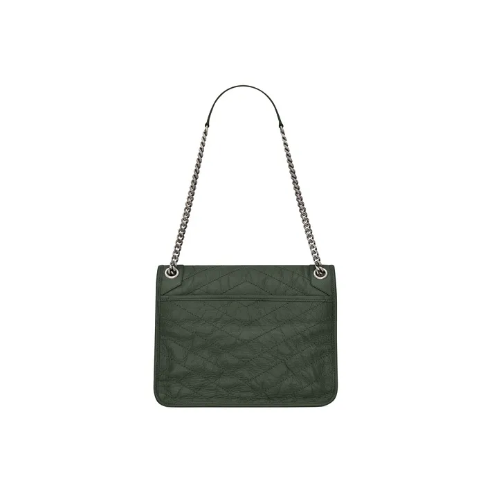 SAINT LAURENT Niki Cow Leather Hobo Bag Crossbody Bag Shoulder Bag Women's Dark Green-3