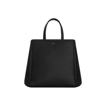 CELINE Cabas Grained Calfskin Tote Bag Shopping Bag Handbag Shoulder Bag Small Size Women's Black