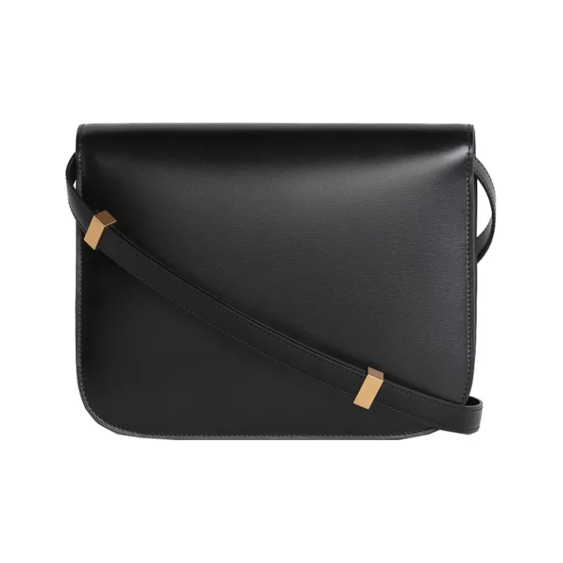 CELINE Classic Bo Cow Leather Tofu Bag Small Square Bag Shoulder Bag Crossbody Bag Medium Size Women's Black-1