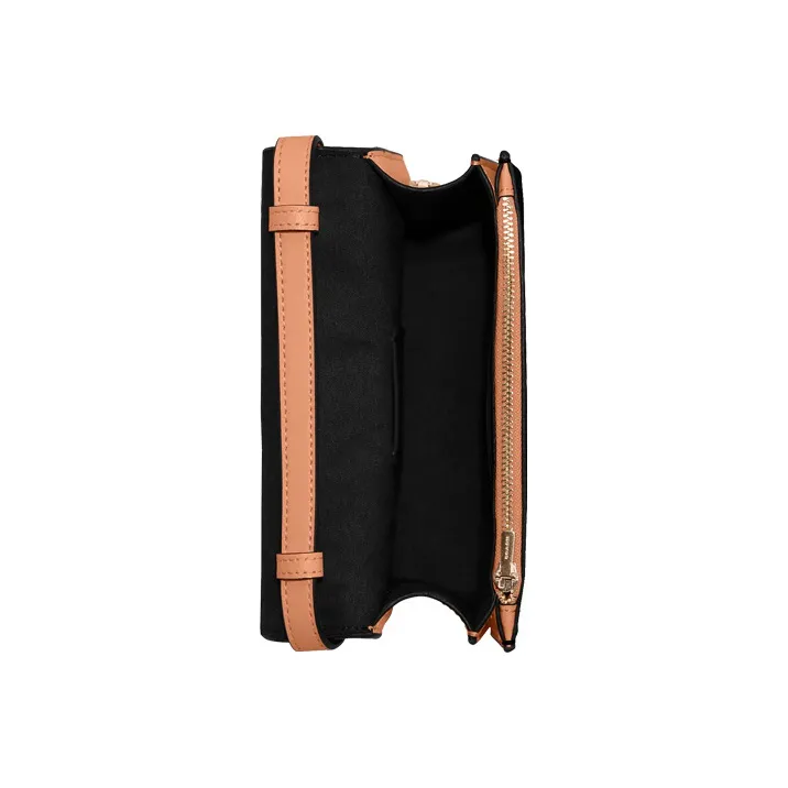 COACH Brynn Canvas Leather Shoulder Bag Crossbody Bag Small Size Women's Dark Brown With Shell Pink Shoulder Strap-2