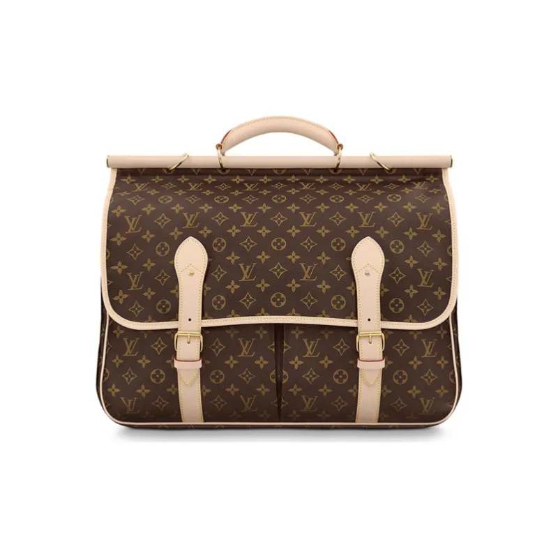 LOUIS VUITTON Monogram Canvas Leather Trim Hunting Bag, Handbag, Shoulder Bag, Crossbody Bag Regular Men's Brown-2