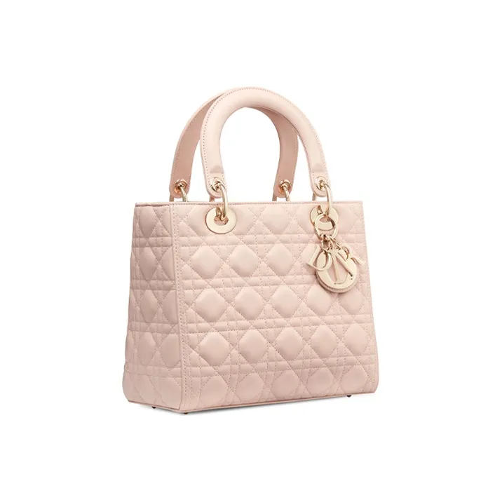 DIOR Lady Dior Cannage Lambskin Dior Bag Shoulder Bag Medium Size Women's Cherry Blossom Pink-1