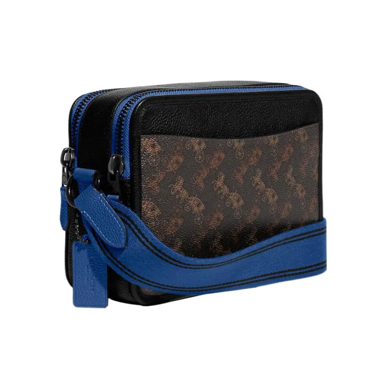 COACH Charter Canvas With Leather Shoulder Bag, Crossbody Bag Medium Size Men's Dark Blue-2