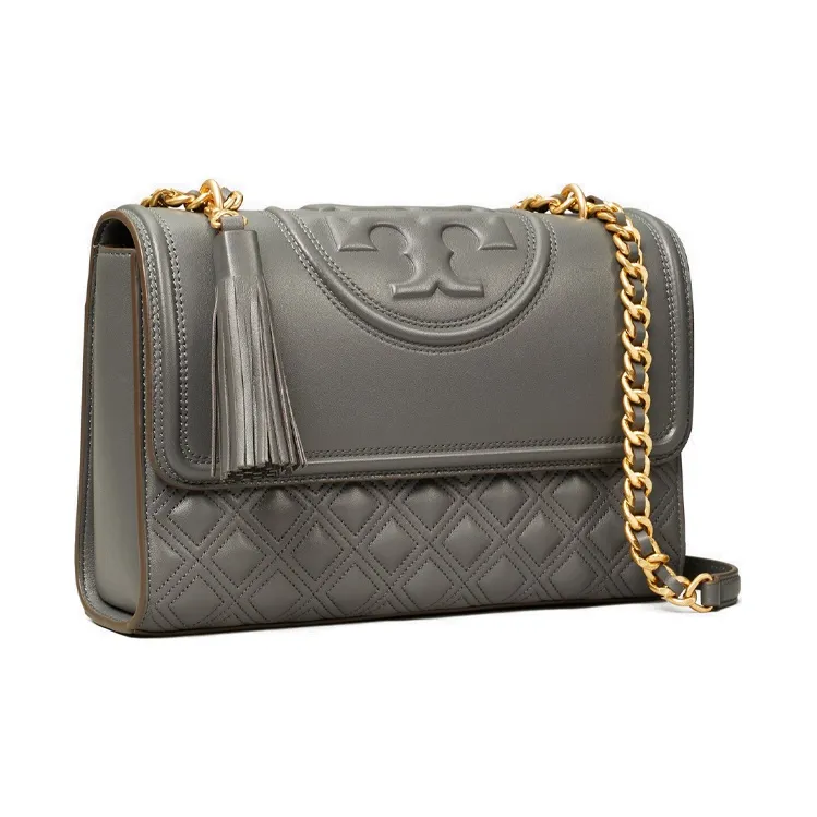 TORY BURCH Sheepskin Crossbody Bag, Shoulder Bag Women's Gray-1