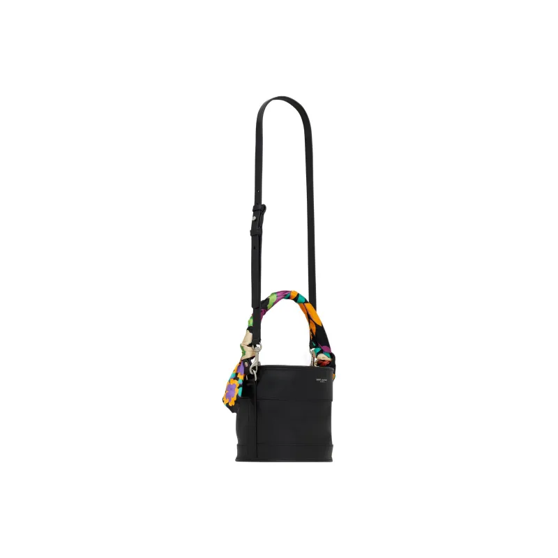 SAINT LAURENT Smooth Leather Bucket Bags Shoulder Bags Small Size Women's Black-1
