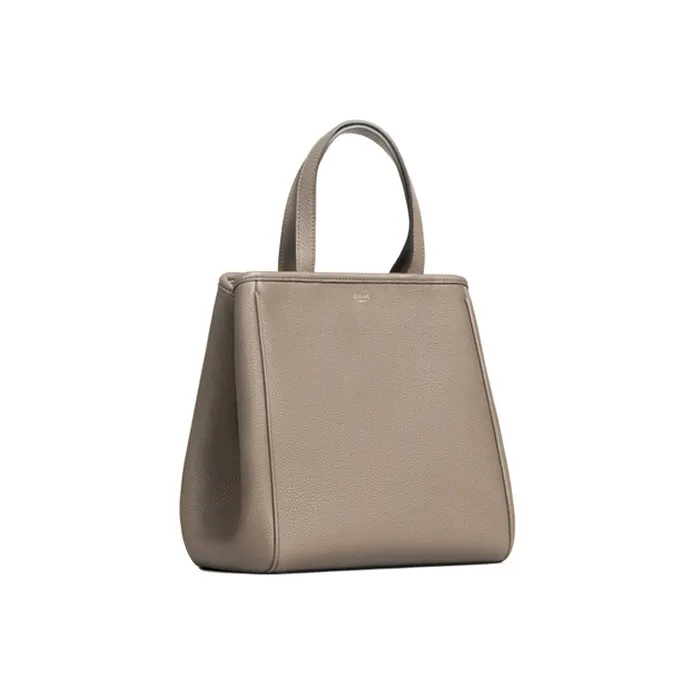 CELINE Cabas Grained Calfskin Tote Bag Shopping Bag Handbag Shoulder Bags Small Size Women's Taupe-1