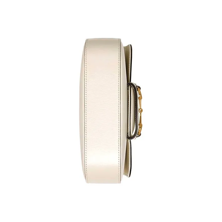 GUCCI Horsebit 1955 Leather Messenger Bag Saddle Bag Shoulder Bag Crossbody Bag Mini Women's White-6