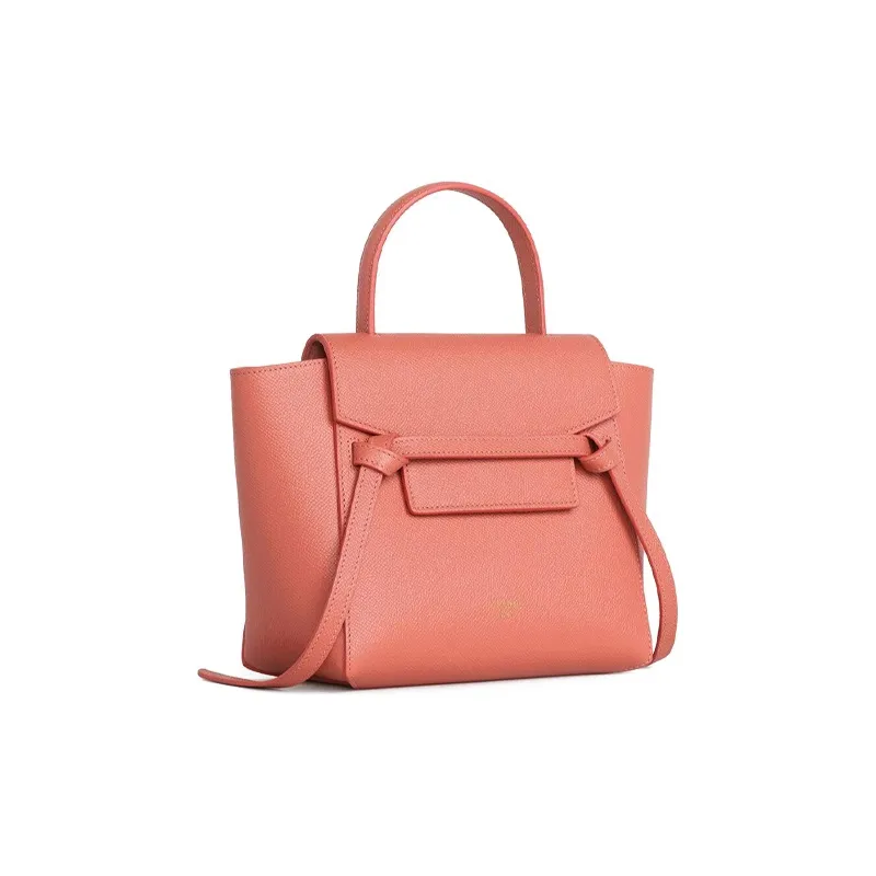 CELINE Belt Cow Leather Belt Bag Handbag Shoulder Bag Crossbody Handbag Women's Litchi Color-1