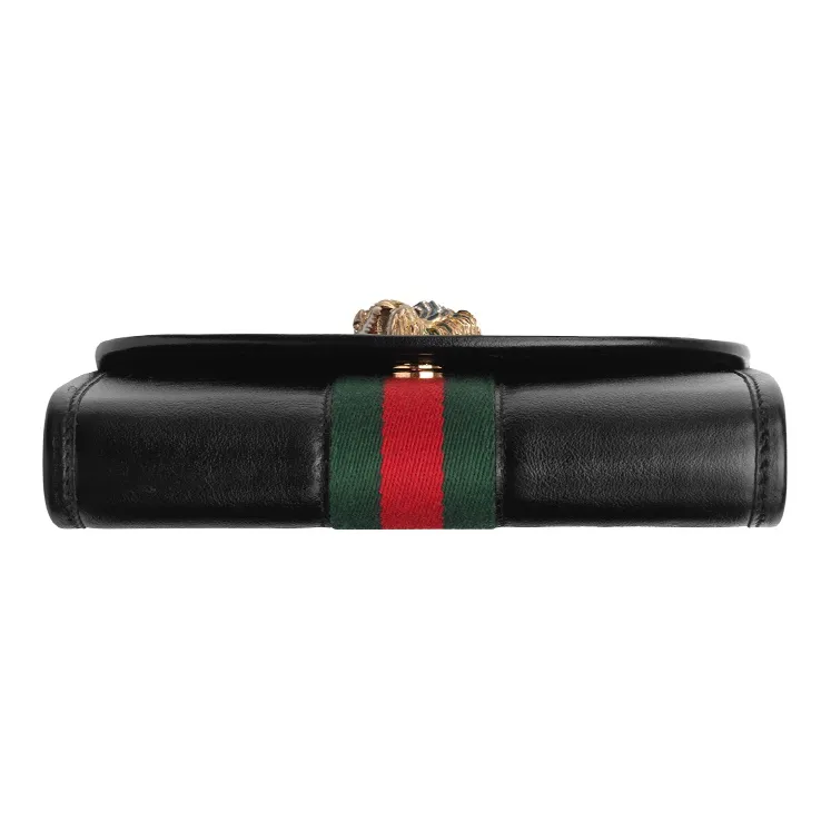 GUCCI Rajah Leather Chain Crossbody Bag Shoulder Bag Women's Black-6