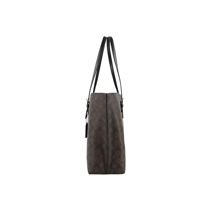 COACH Mollie Leather Tote Bag, Shopping Bag, Handbag, Shoulder Bag Tubas Women's Dark Brown Monogram-2