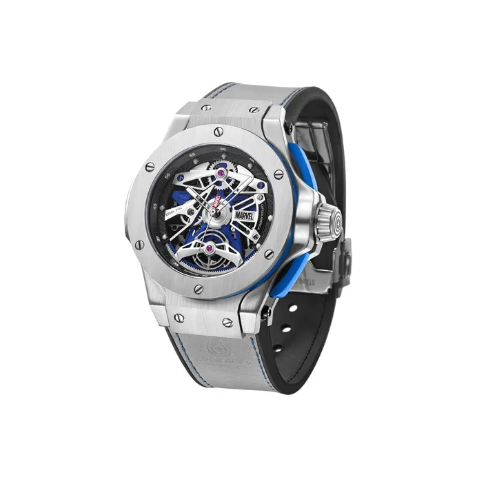MARVEL Space Collection Automatic Mechanical Movement Rubber Strap Watch Men's Watches Black Dial M-6055SHS-1