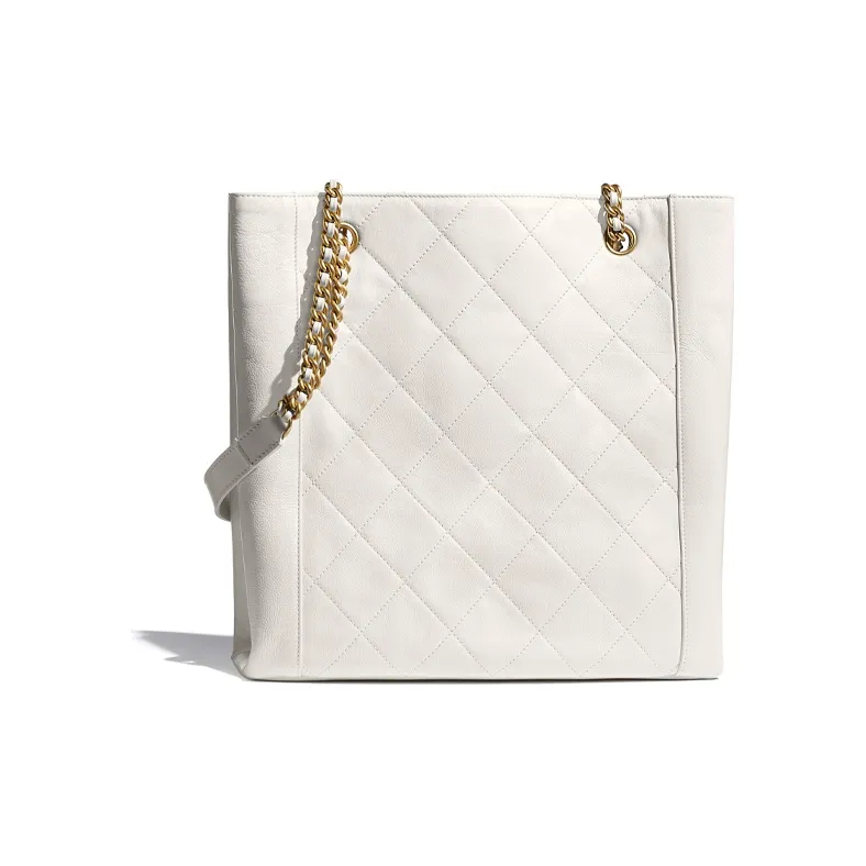 CHANEL Calfskin Tote Bag, Shopping Bag, Crossbody Bag Trumpets Women's White-2