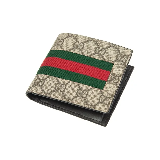 GUCCI Canvas With Leather Wallet Unisex Beige-3