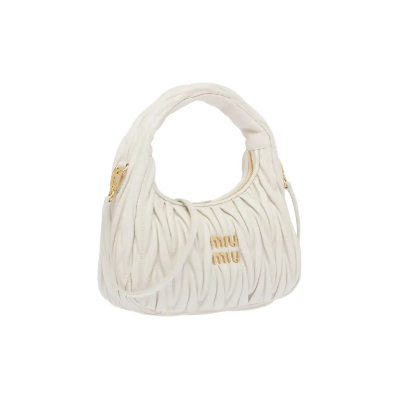 MIU MIU Wander Series Soft Sheep Leather Hobo Bag, Shoulder Bag, Crossbody Bag Regular Women's White-1
