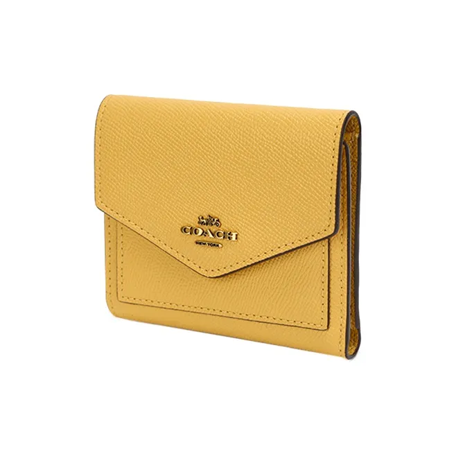 COACH Leather Clutch Envelope Bag Wallet Women's Candy Yellow-1
