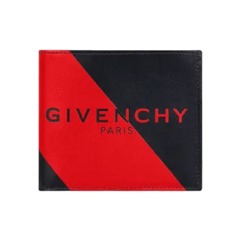 GIVENCHY Cow Leather Wallet Men's Black Red