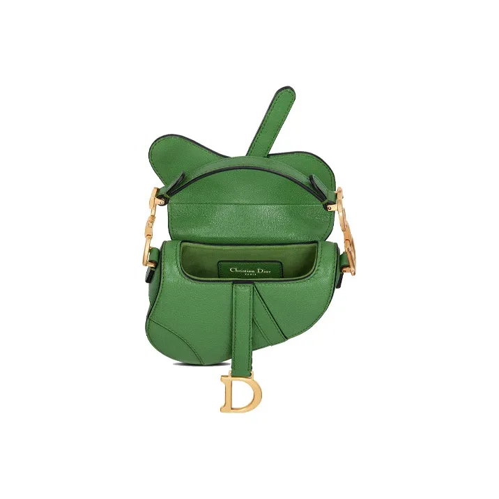 DIOR Sheepskin Saddle Bag Handheld Shoulder Bag Crossbody Bag Handbag Extra Mini Women's Green-3