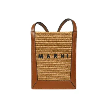 MARNI Calfskin Crossbody Bags Cell Phone Pouch Women's Brown