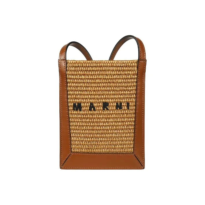 MARNI Calfskin Crossbody Bags Cell Phone Pouch Women's Brown-0