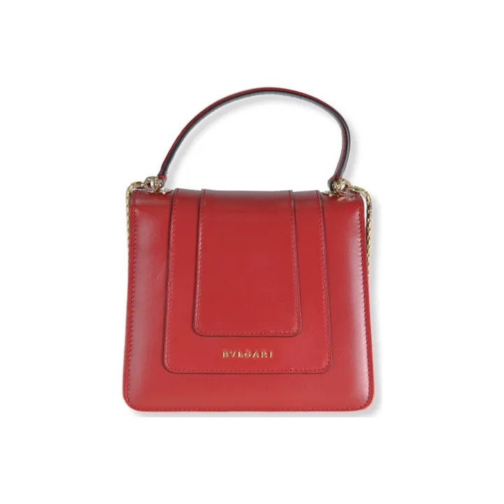 BVLGARI Serpenti Forever Calfskin One Shoulder Handbag Trumpets Women's Red-2