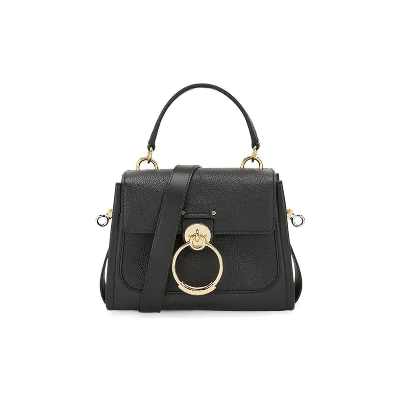 Chloe Tess Cow Leather Handbag, Shoulder Bag, Crossbody Bag Mini Women's Black-0