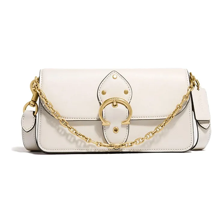 COACH Beat Leather Chain Bag Portable Crossbody Bag Shoulder Bag Women's White-0