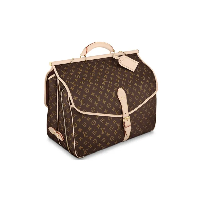LOUIS VUITTON Monogram Canvas Leather Trim Hunting Bag, Handbag, Shoulder Bag, Crossbody Bag Regular Men's Brown-1