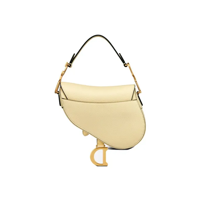 DIOR Grained Calfskin Saddle Bag Handbag Mini Women's Light Yellow-1