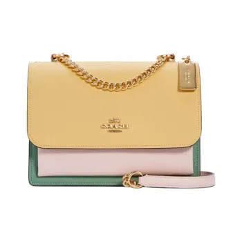 COACH Klare Leather Trunk Bag, Crossbody Bag, Shoulder Bag Small Size Women's Yellow/Cherry Blossom Pink/Green