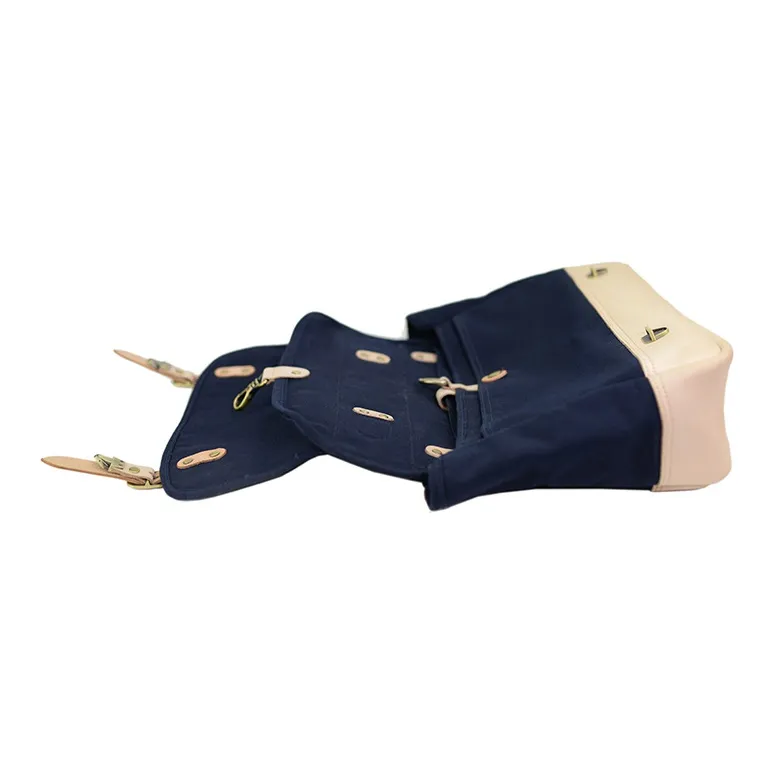 LINE ARTISANAL Canvas Satchel Bag, Messenger Bag, One Shoulder Handbag Unisex Blue-2