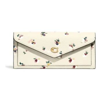 COACH Wyn Leather Soft Wallet Clutch Women's White Print