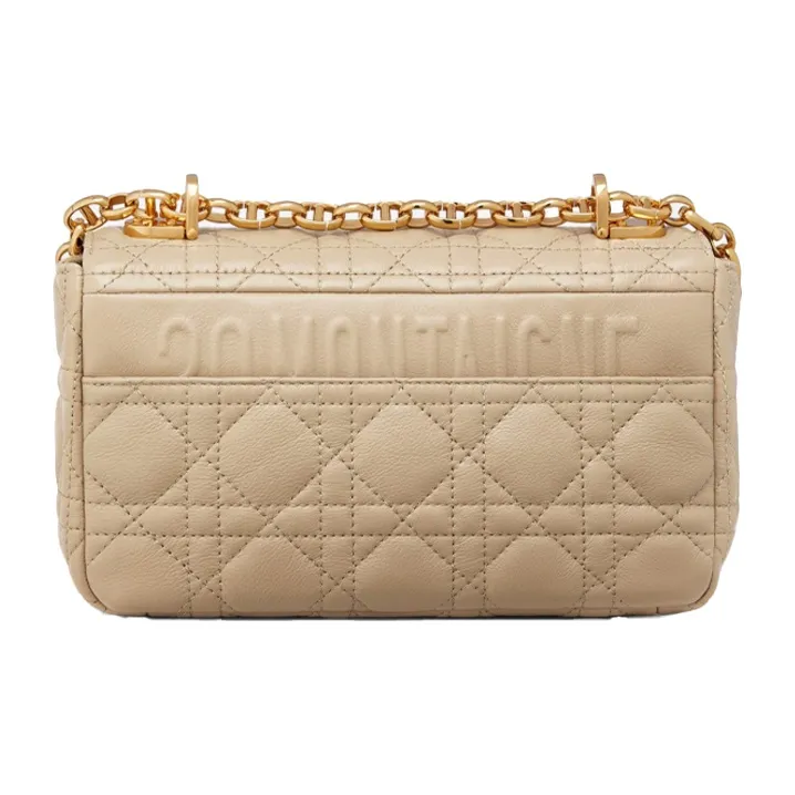 DIOR Caro Soft Cow Leather Portable Crossbody Bag Shoulder Bag Women's Beige-3
