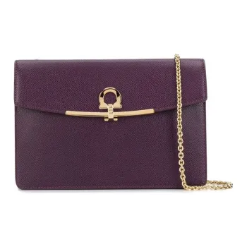 FERRAGAMO Cow Leather Wallet Shoulder Bag, Crossbody Bag Handbag Women's Purple
