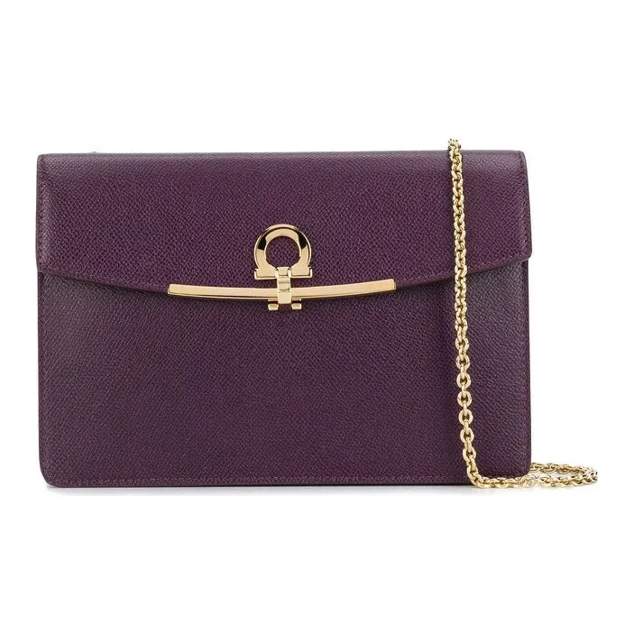 FERRAGAMO Cow Leather Wallet Shoulder Bag, Crossbody Bag Handbag Women's Purple-0