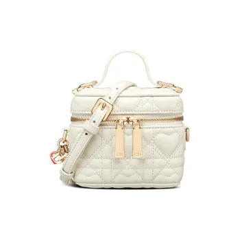 DIOR Sheepskin Shoulder Bag Crossbody Bag Makeup Bag Travel Bag Handbag Extra Mini Women's White