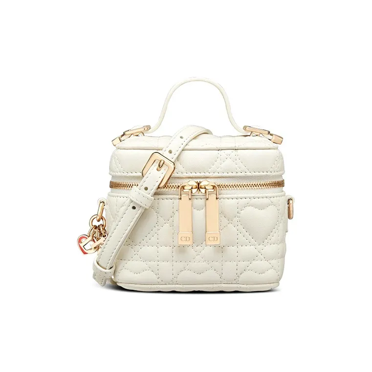 DIOR Sheepskin Shoulder Bag Crossbody Bag Makeup Bag Travel Bag Handbag Extra Mini Women's White-0