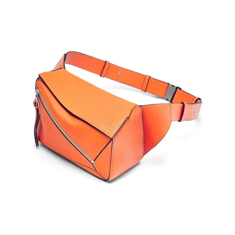 LOEWE Puzzle Smooth Calf Leather Fanny Pack Small Size Men's Orange-2