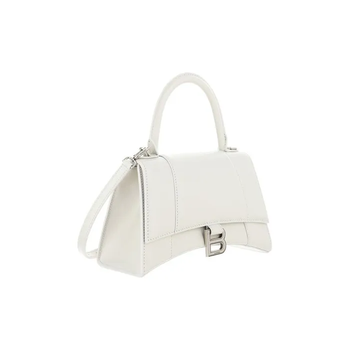 Balenciaga Hourglass Smooth Cow Leather Shoulder Bag Crossbody Bag Handbag Small Size Women's White-2