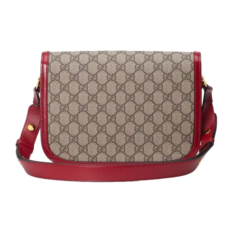 GUCCI Horsebit 1955 Canvas With Leather Saddle Bag, Shoulder Bag, Crossbody Bag Women's-1