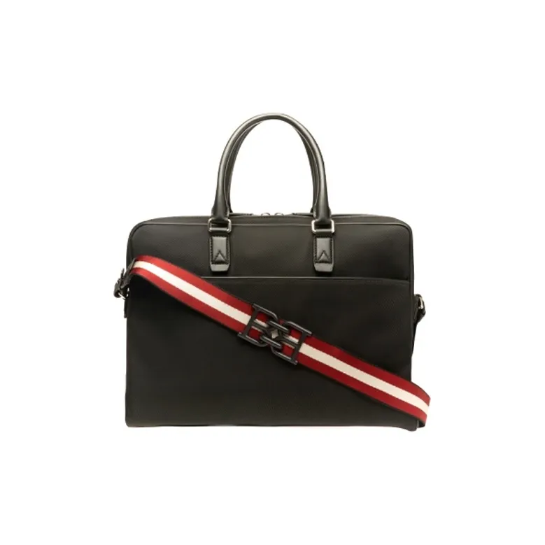 BALLY Nylon With Leather Crossbody Briefcase, Handbag Men's Black-1