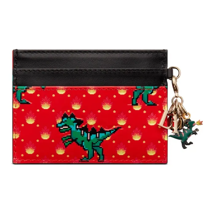 DIOR Lady Dior Cow Leather Card Clip Card Holder Women's Orange-1