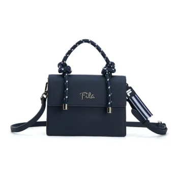 FILA Preppy Style Flap Trunk Bag One Shoulder Handbag Crossbody Bag Women's Navy Blue
