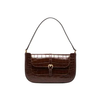 By Far Miranda Leather Shoulder Bag, Baguette Bag, Handbag, Shoulder Bag Women's Dark Chocolate
