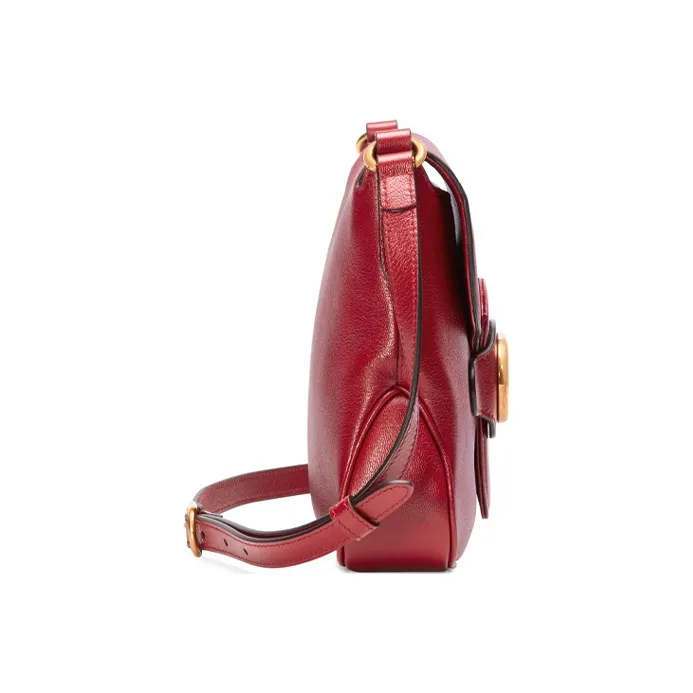 GUCCI Leather Messenger Bag, Shoulder Bag, Crossbody Bag Small Size Women's Red-2
