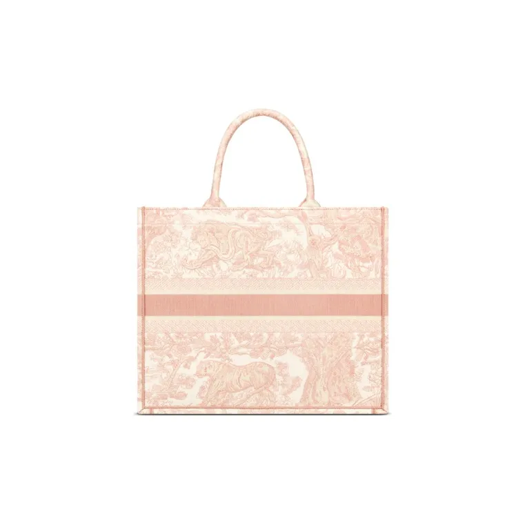 DIOR BookTote Fabric Handbag Large Size Women's Candy Color/Cherry Blossom Pink-3