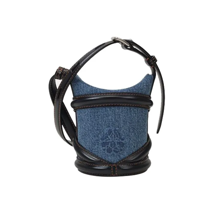 Alexander McQueen The Curve Mini Shoulder Bag Denim Black-4