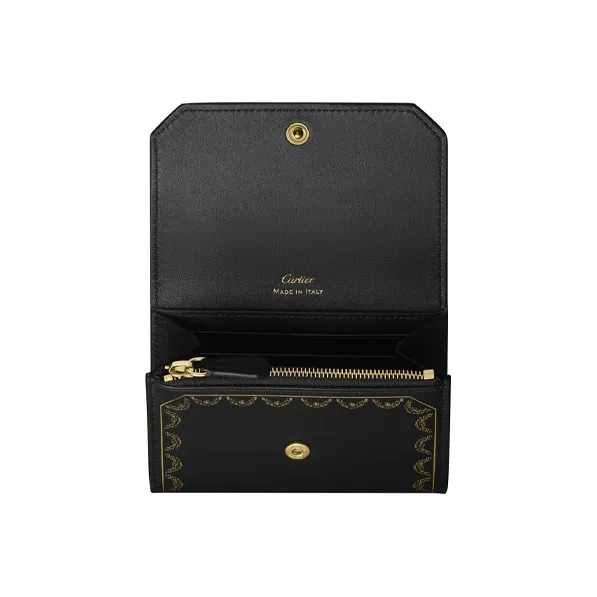 CARTIER GUIRLANDE Calfskin Card Holder Wallet Women's Black-2